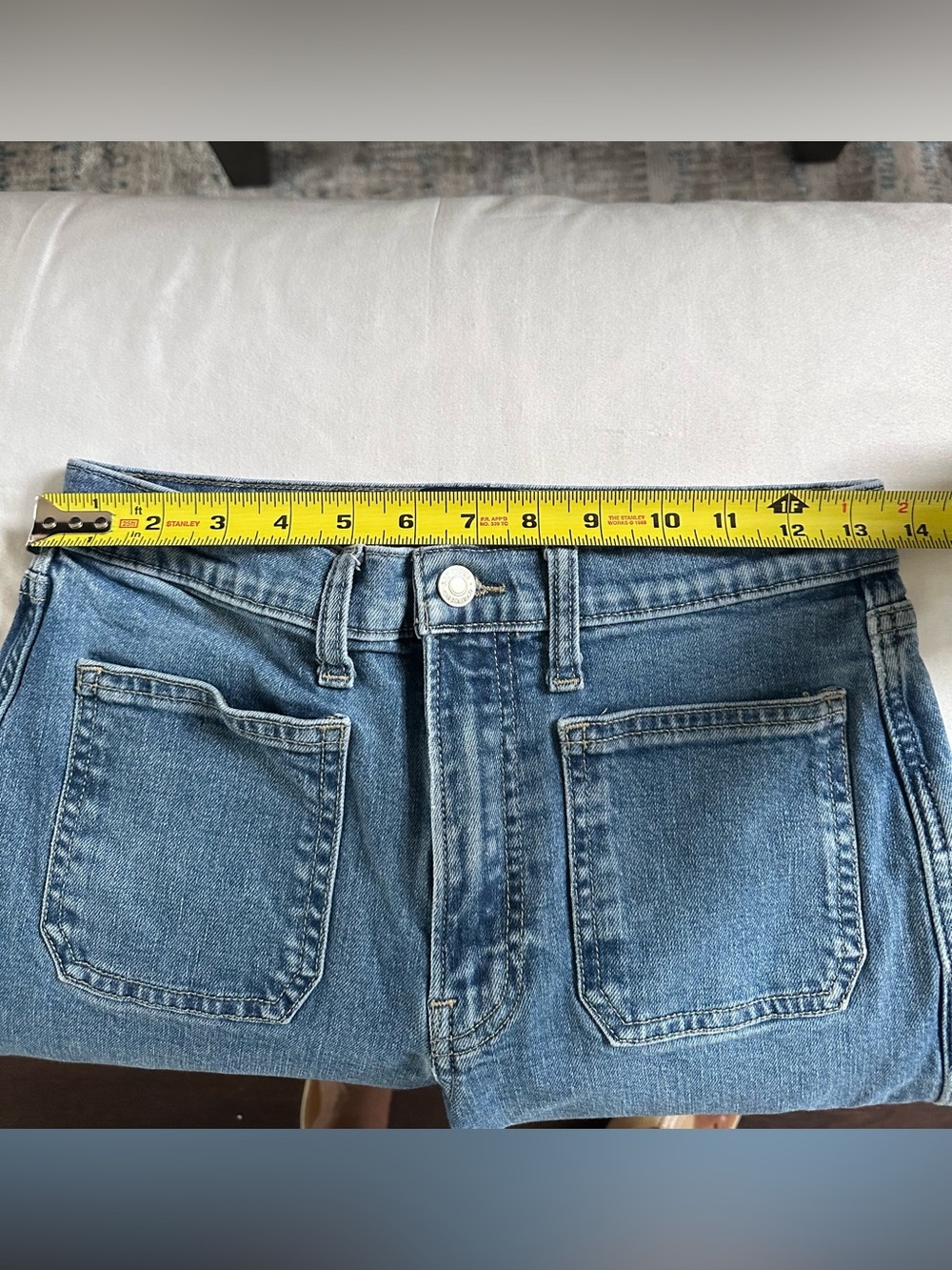 GAP High Rise Wide Leg Crop Jeans Patch Pocket Light Wash Women’s 6/28R - Picture 9 of 11